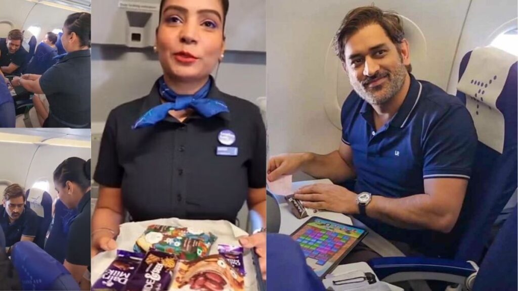 MS Dhoni , Chennai super kings, MS Dhoni Gaming Style viral , Team India , Indian Cricket Team , MS Dhnoni Virat Video , Air Hostage special note for dhoni , Cricket News in Hindi , Cricket News , IPL 2023 , Candy Crush, MS Dhoni Playing Candy Crush, Air Hostess offer Chocolates, Air Hostess offer Chocolates MS Dhoni, MS Dhoni Air Hostess Viral Video,