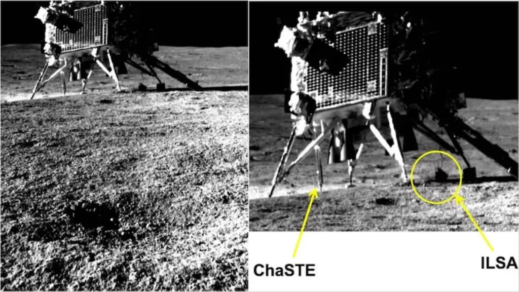 Chandrayaan-3,Vikram Lander, Prgayan Rover, Pragyan Rover Clicked Image of Vikram Lander,rover Clicked Vikram Lander Image, Rover Clicked Photo of Vikram Lander, चंद्रयान-3, चंद्रयान 3, इसरो, विक्रम लैंडर, प्रज्ञान रोवर,