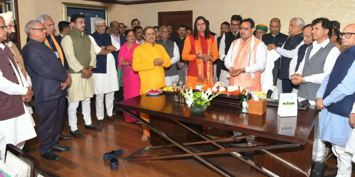 Bhajanlal Sharma takes charge as the CM of the Rajasthan